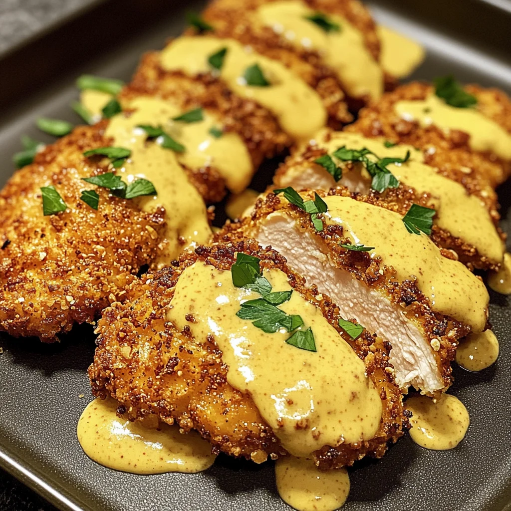 Crispy Pretzel Crusted Chicken with Cheddar Mustard Sauce Recipe