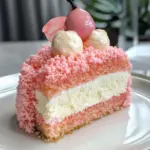 Lychee Cake With Pink Biscuits