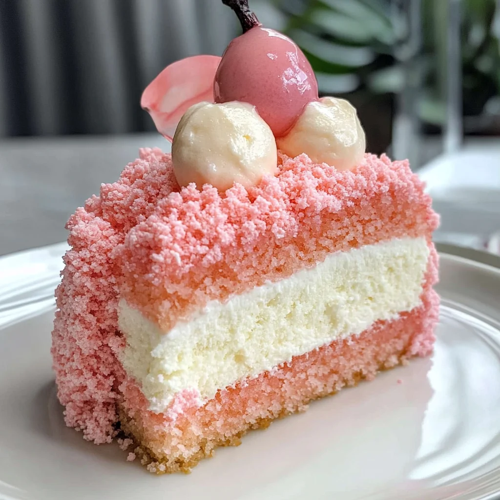 Lychee Cake With Pink Biscuits