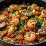 One Pot Shrimp and Turkey Sausage Jambalaya
